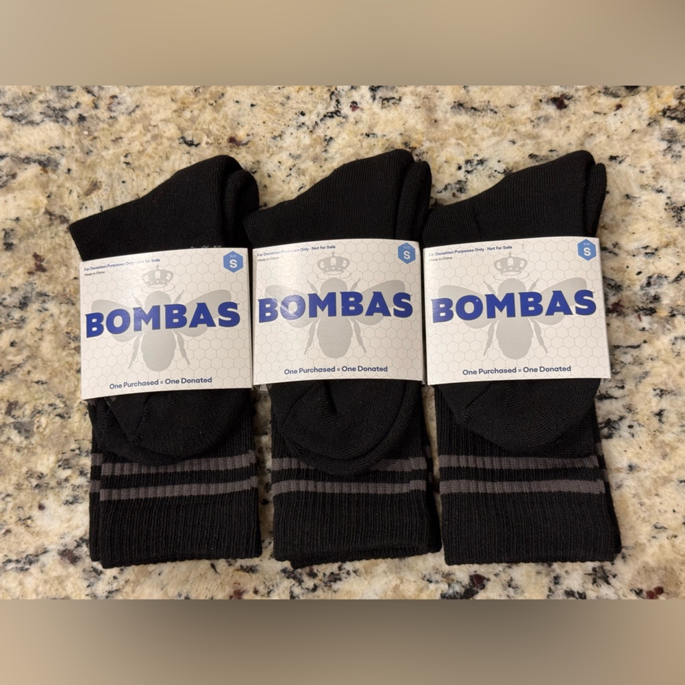 NWT BOMBAS BLACK SIZE SMALL SOCKS SET OF 3 #81